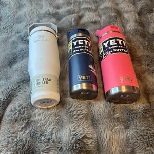Lot Of Damaged Yeti And Stanley Tumblers 2 Yeti One Stanley Pink Blue White